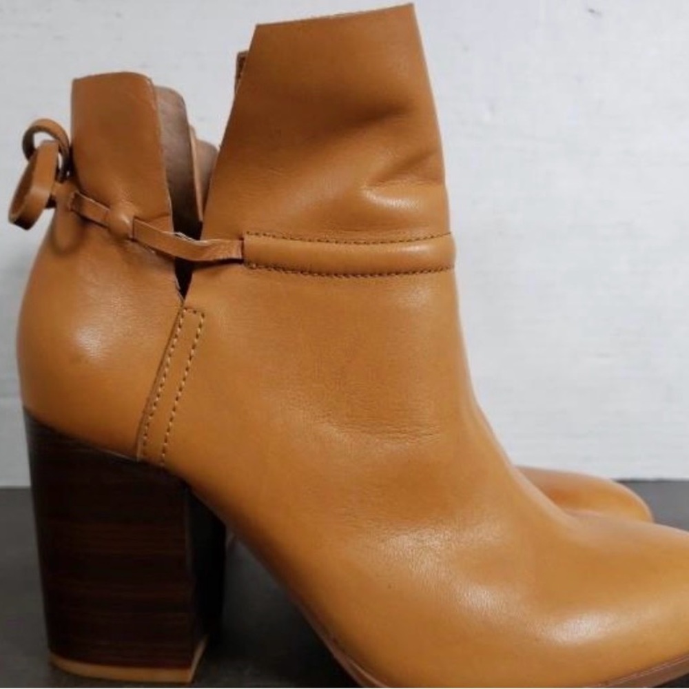 Kelsi Dagger Tan Leather Ankle Booties
